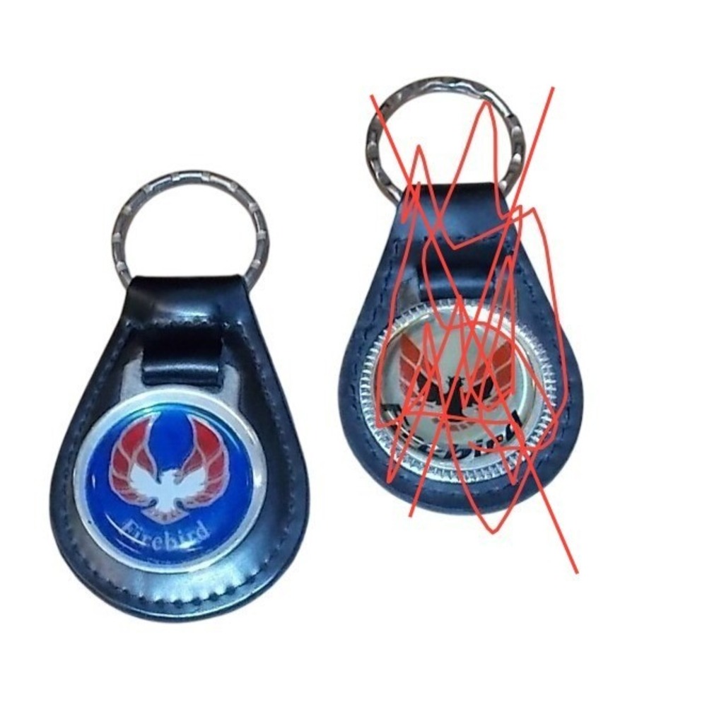 Vintage Pontiac Firebird Leather Keychain Blue Logo Trans Am